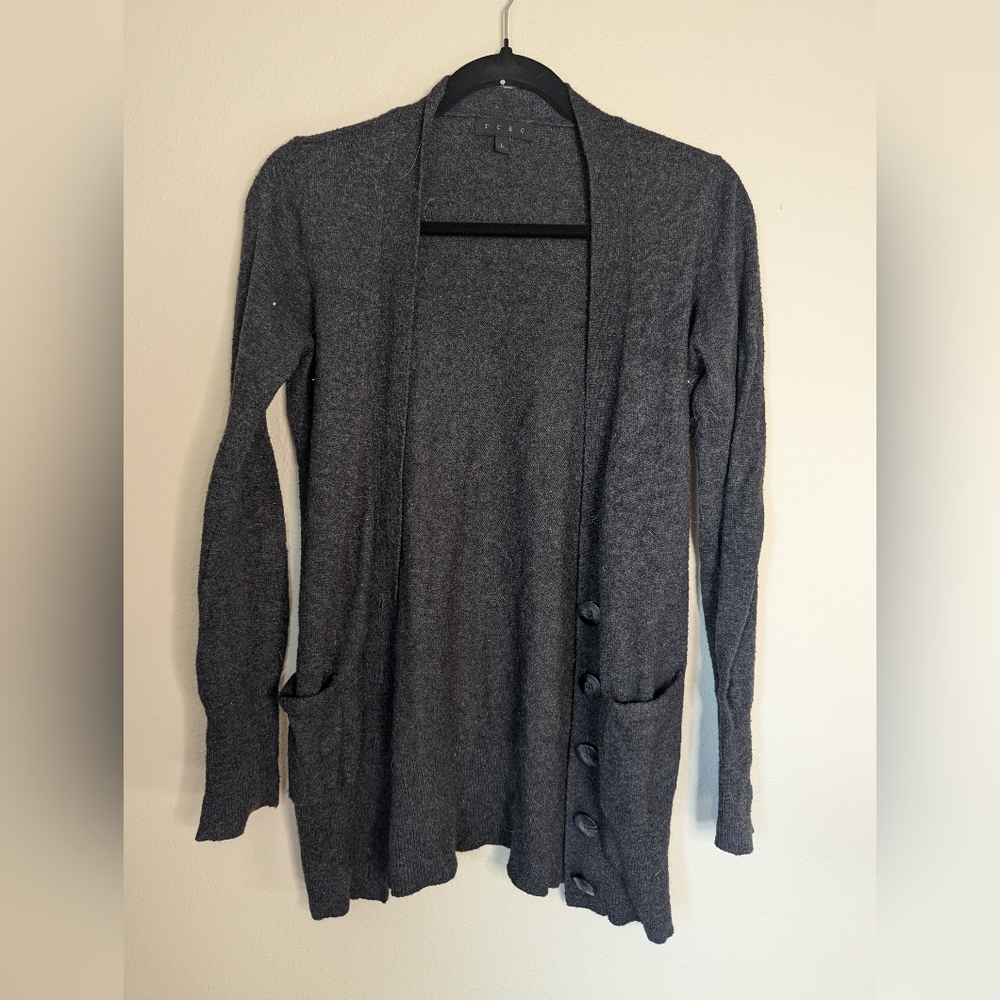 TCEC Charcoal Button-Detail Cardigan Size M